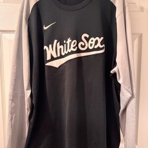 Nike Black and Gray White Sox Men's Shirt longsleeve